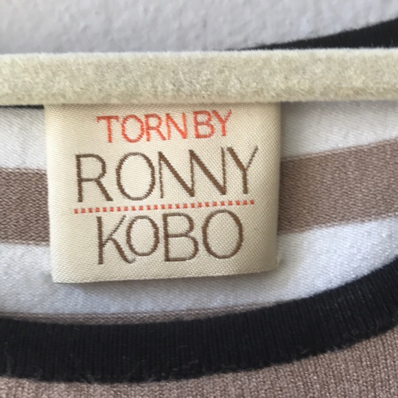 Torn by Ronny Kobo neutral fitted striped dress - Picture 6 of 7